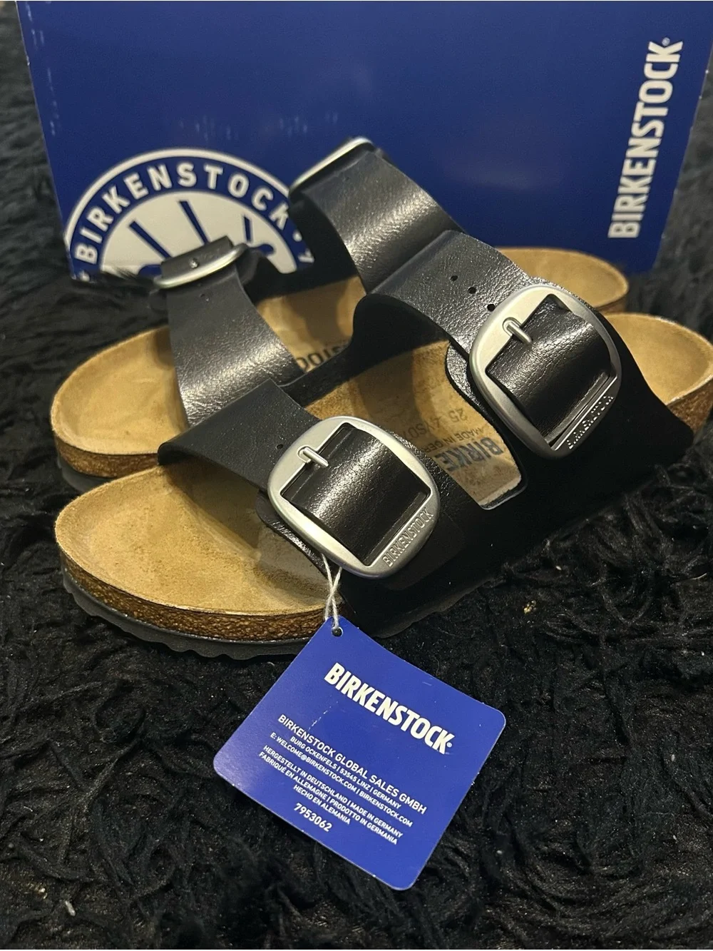BIRKENSTOCK Arizona black silver buckle sandals slippers shoes eur 39 new